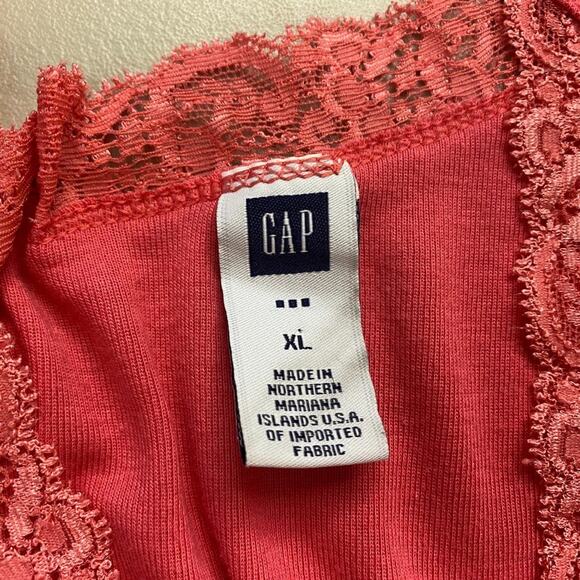 GAP Lace Trimmed Tank Top Womens XL Pink Soft Stretch Cami Babydoll Vintage Y2K - Picture 8 of 10